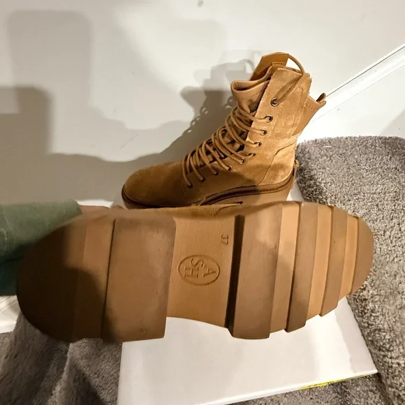 ASH NEW Tan Suede Lace-Up Women's Boots Chunky Maddox sz 7 - Picture 5 of 6